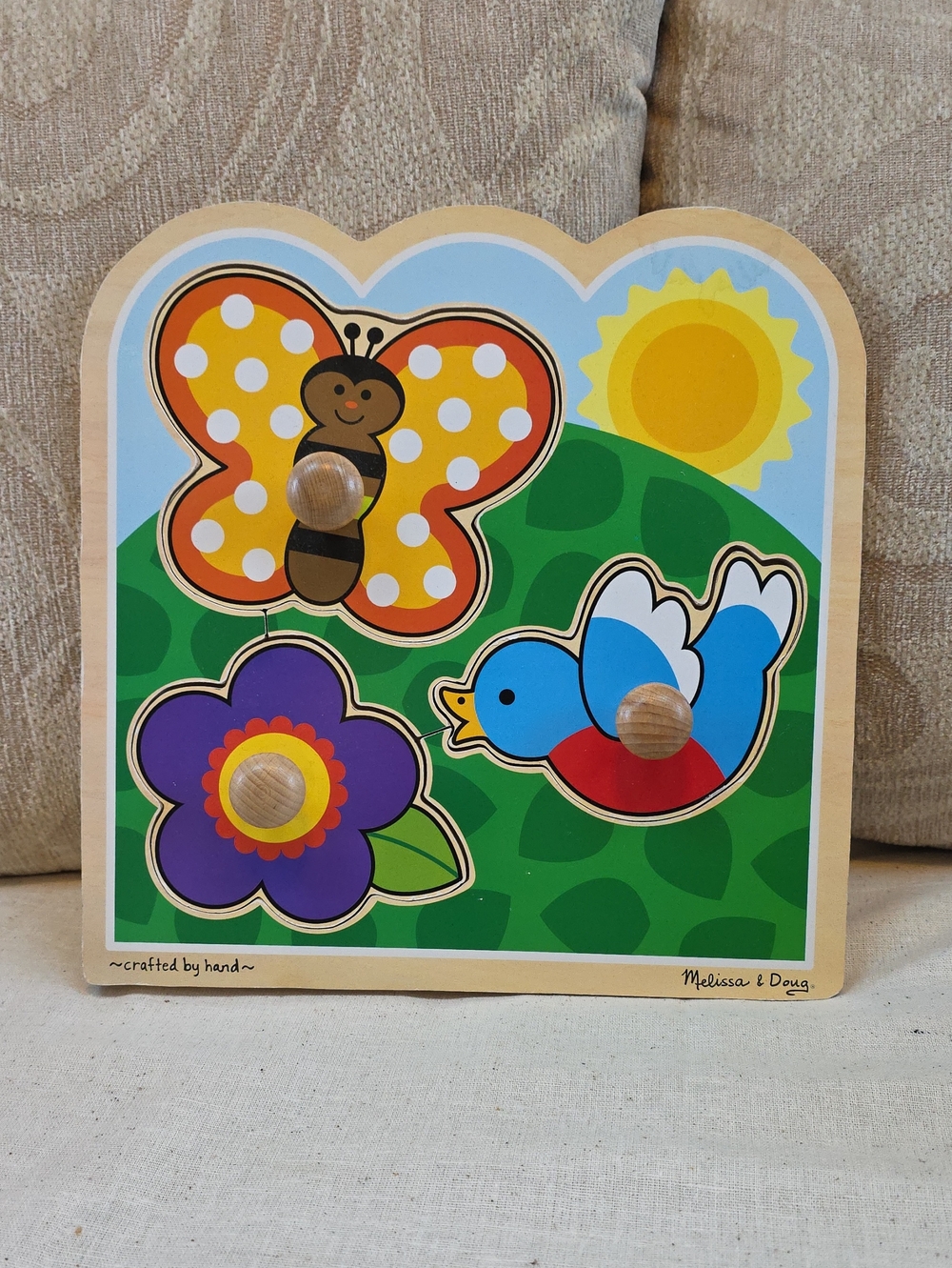 Melissa And Doug Fresh Start Wooden Jumbo Knob Puzzle - In The Garden
